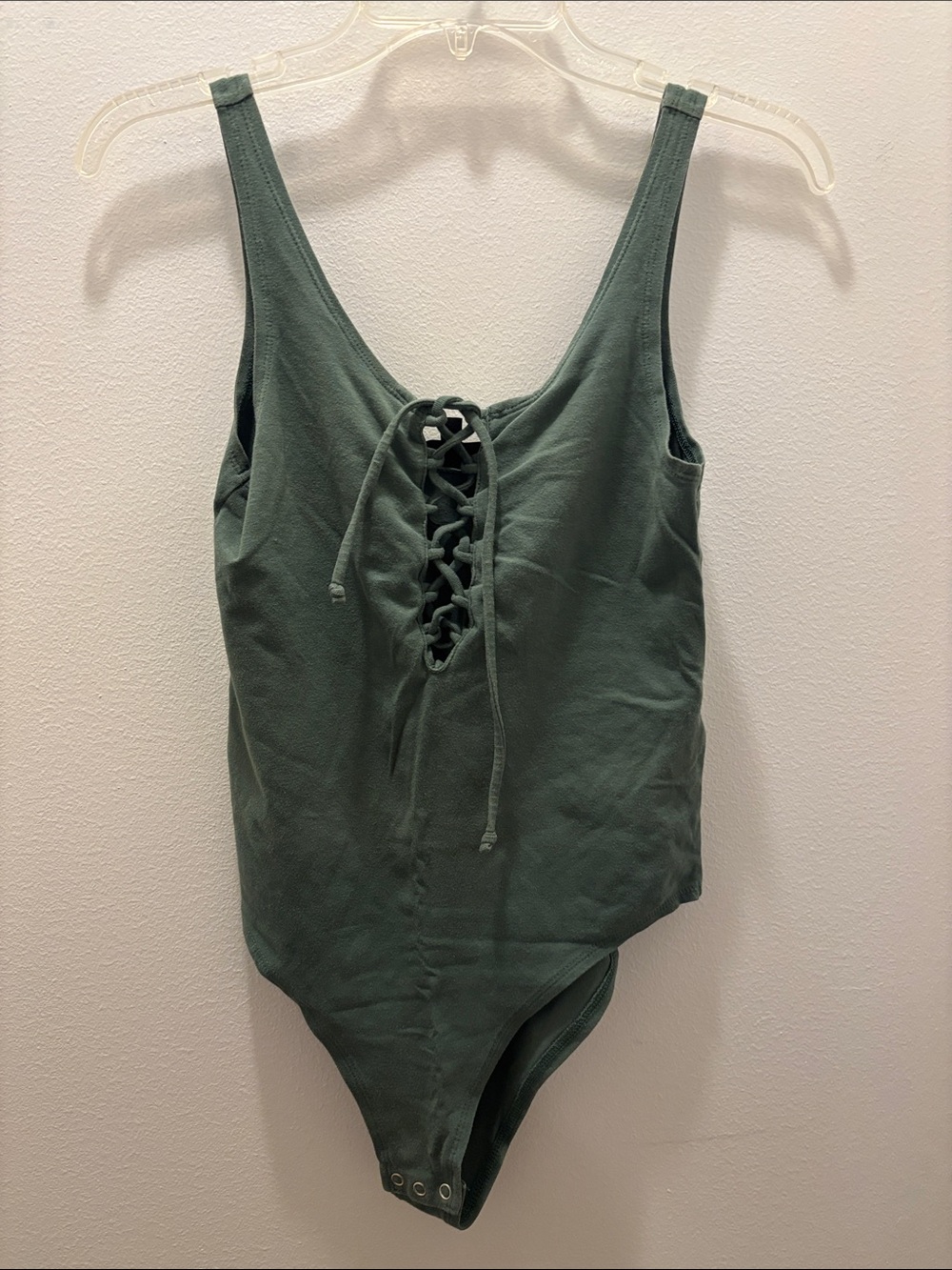 Topshop Olive Lace-Up Sleeveless Bodysuit